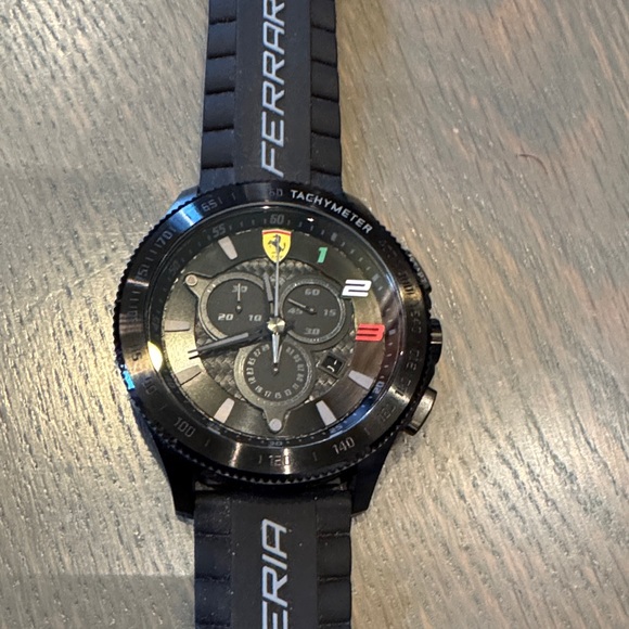 Ferrari Black Sport Watch with Yellow Shield Accent - Picture 2 of 9